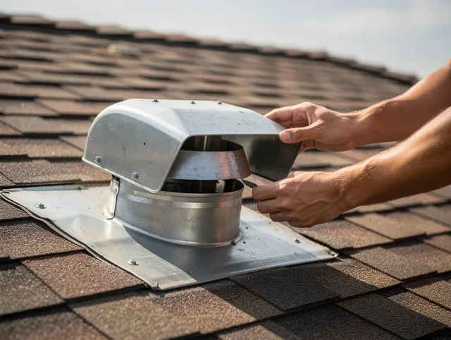 South Whittier Dryer Vent Cleaning certified technician safely cleaning a roof-mounted dryer vent in South Whittier